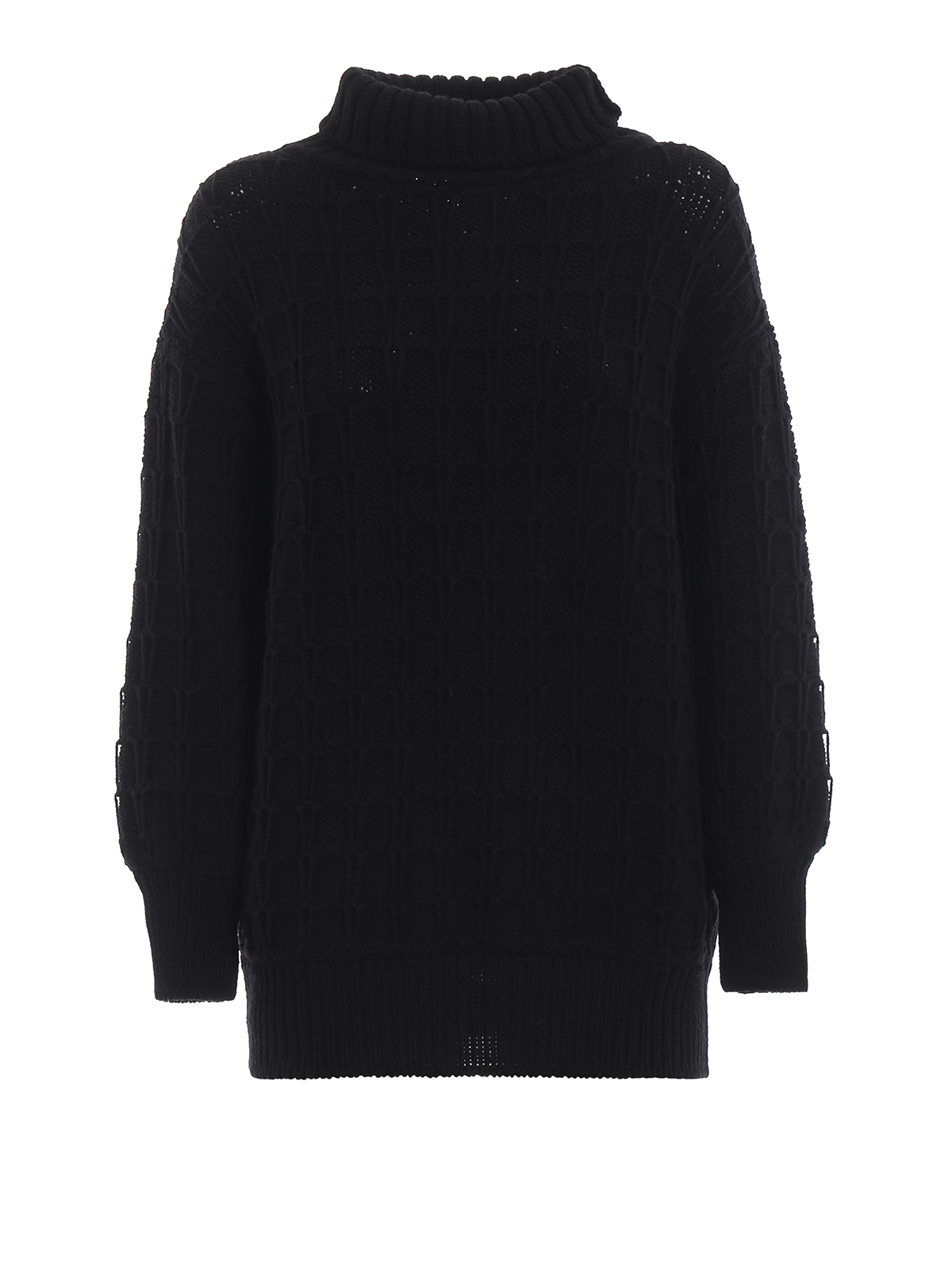 Turtlenecks Polo necks Alberta Ferretti Black wool turtleneck with loose stitches 092466040555