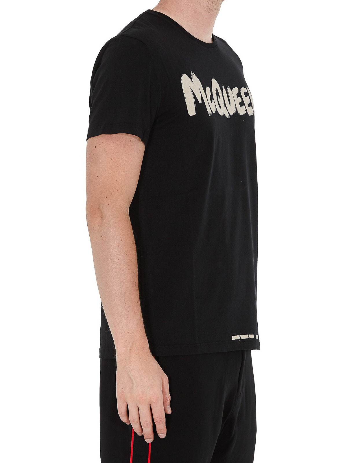 トップス Alexander McQUEEN - Brush Logo T-Shirt Alexander Mcqueen Brush T-shirt - Black - Men|622104QPZ570901
