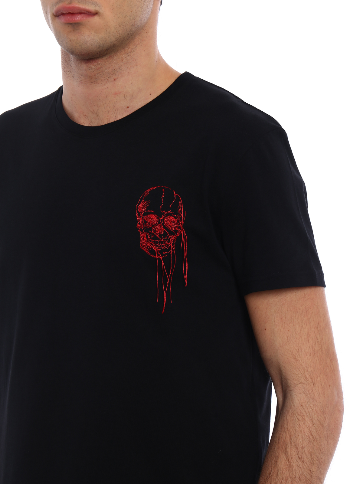 T-shirts Alexander Mcqueen - Embroidered Skull black T-shirt