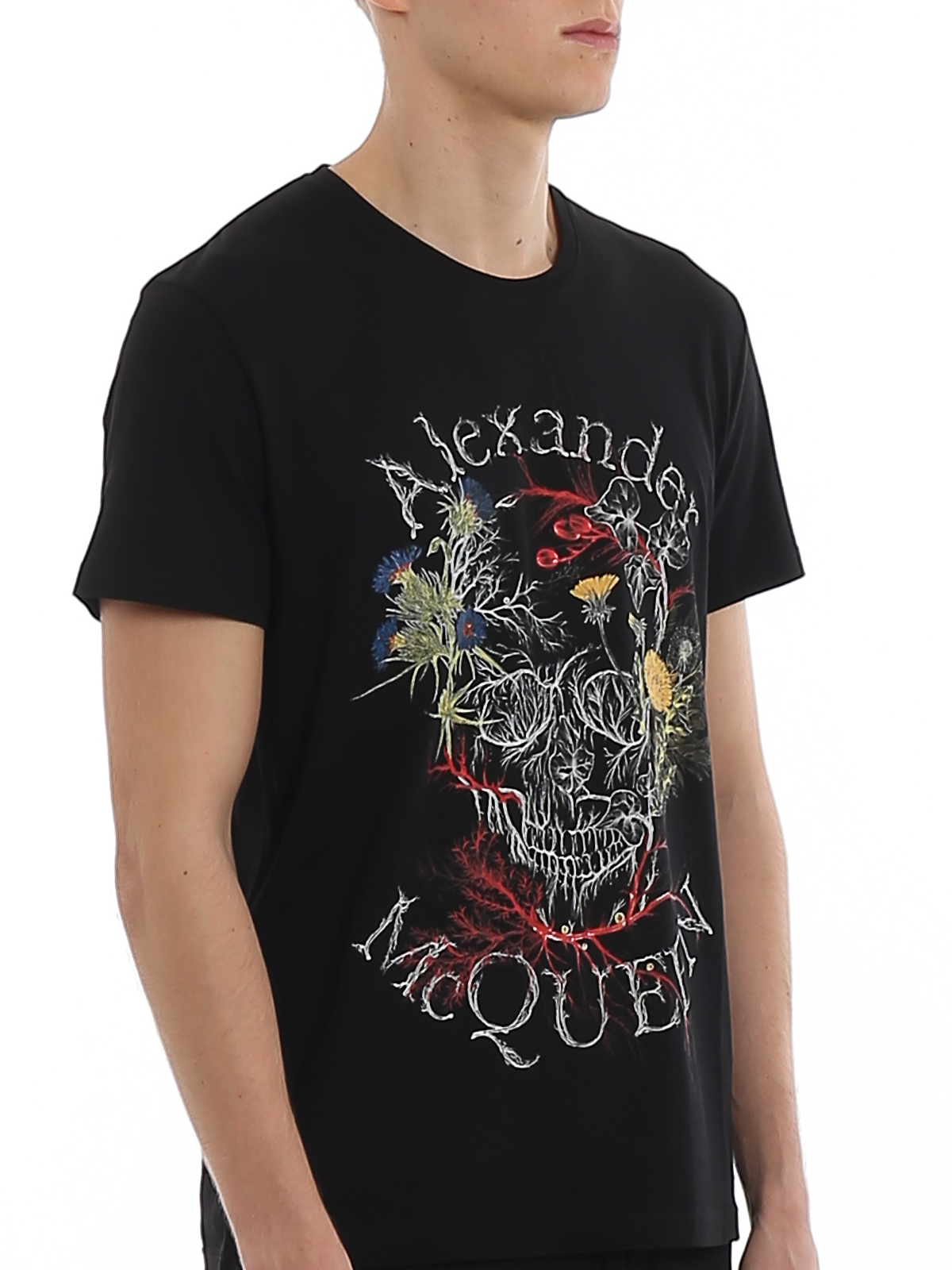 T-shirts Alexander Mcqueen - Glowing Botanical Skull T-shirt