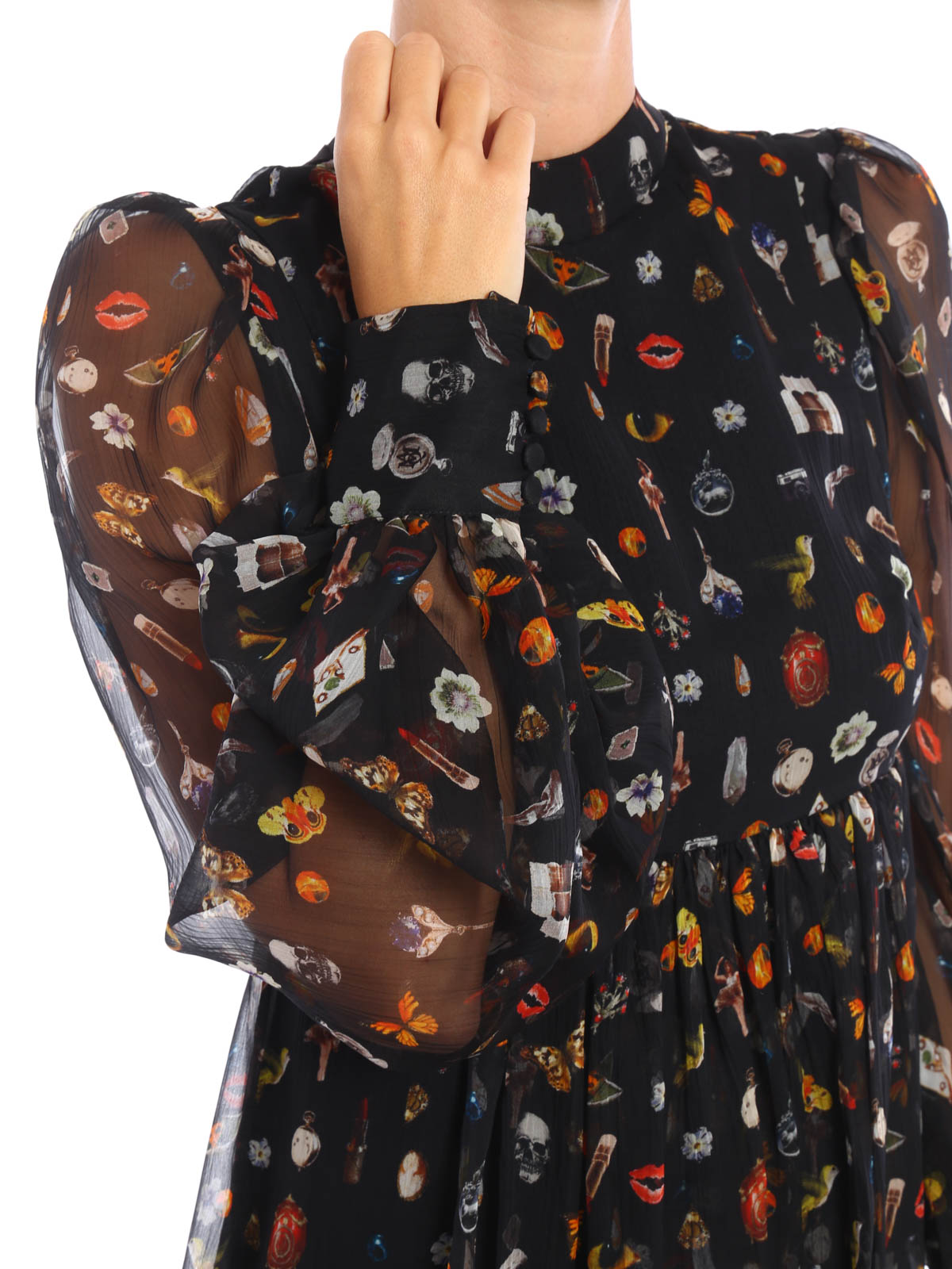 Alexander Mcqueen Obsession print silk dress|438615QHC031068