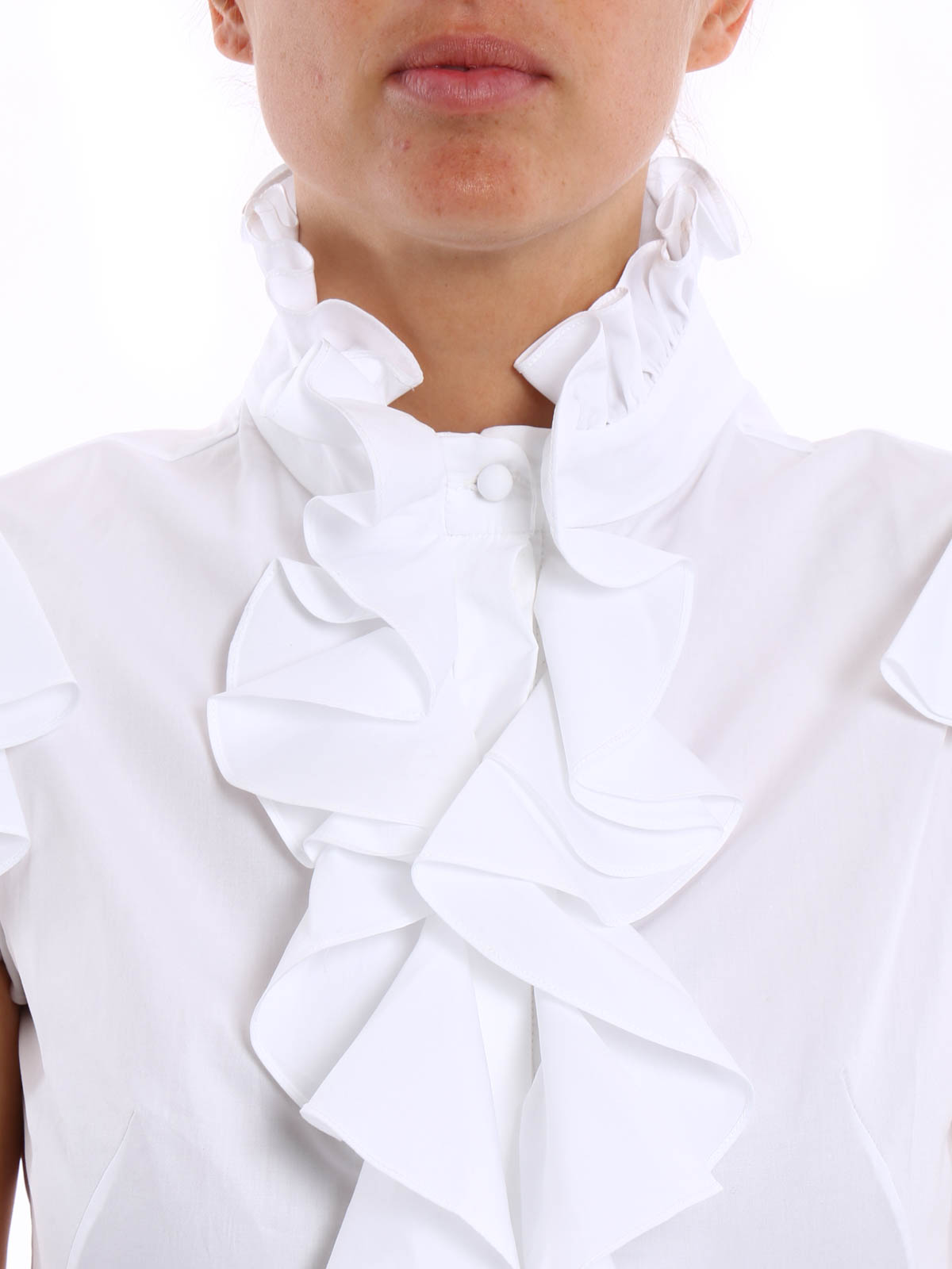 Alexander Mcqueen Ruffled short sleeve cotton shirt