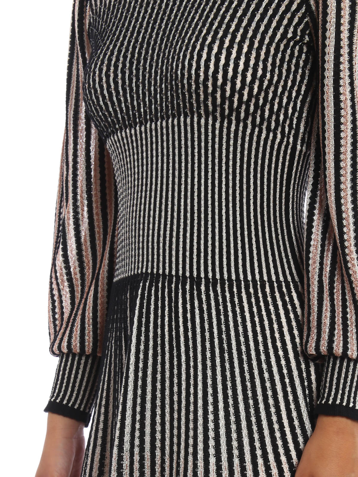 Alexander Mcqueen Striped fitted jersey dress|439015Q1VYD1051 Alexander Mcqueen Striped fitted jersey dress|439015Q1VYD1051