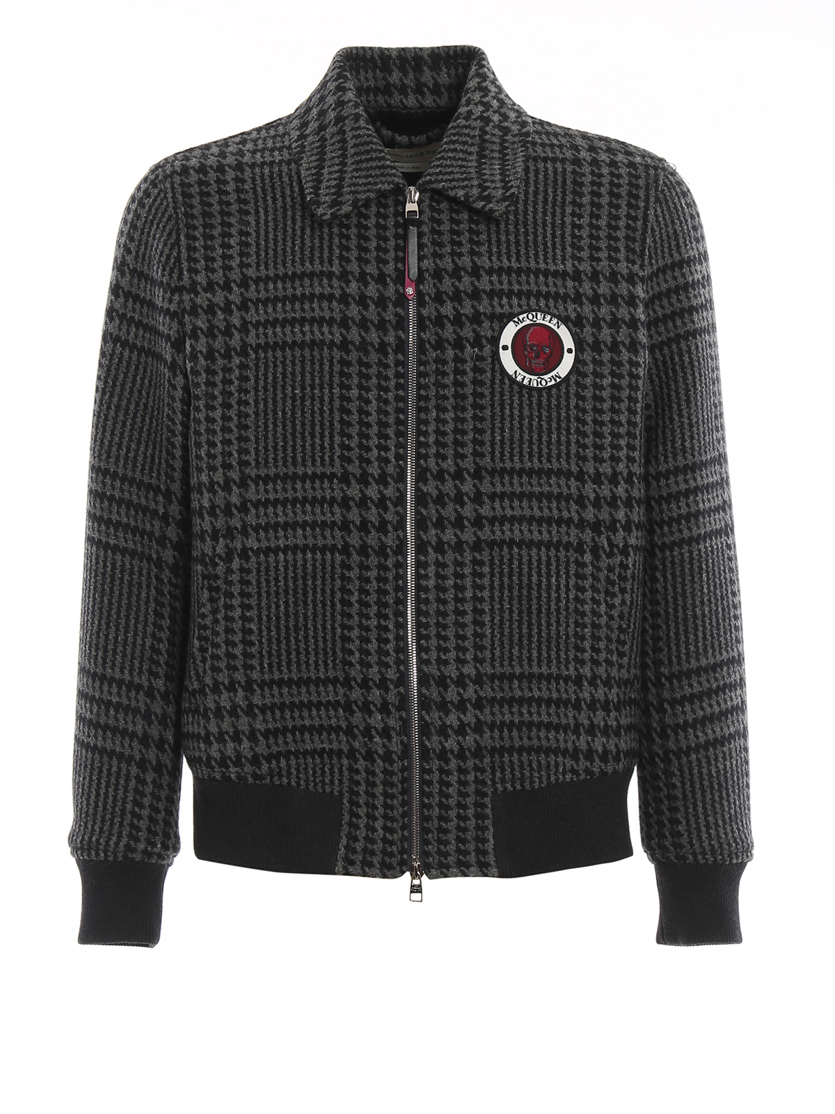 Shop Alexander Mcqueen Houndstooth Wool Jacket In Grey