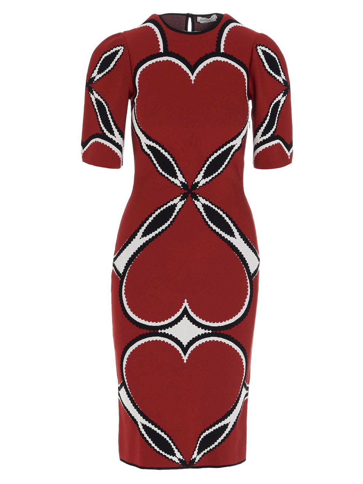 Alexander McQueen ハートジャカード ミディドレス レッド Alexander Mcqueen Heart midi dress in red - Red