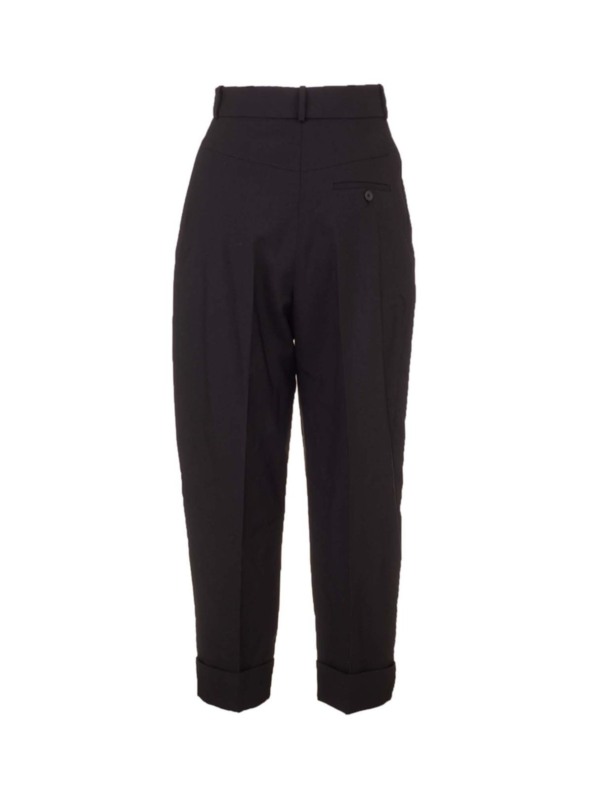 パンツ ALEXANDER MCQUEEN Woman Pants Black 757128QJACX 1000 Alexander Mcqueen Tucks pants in black - Black | 657111QJACA1000