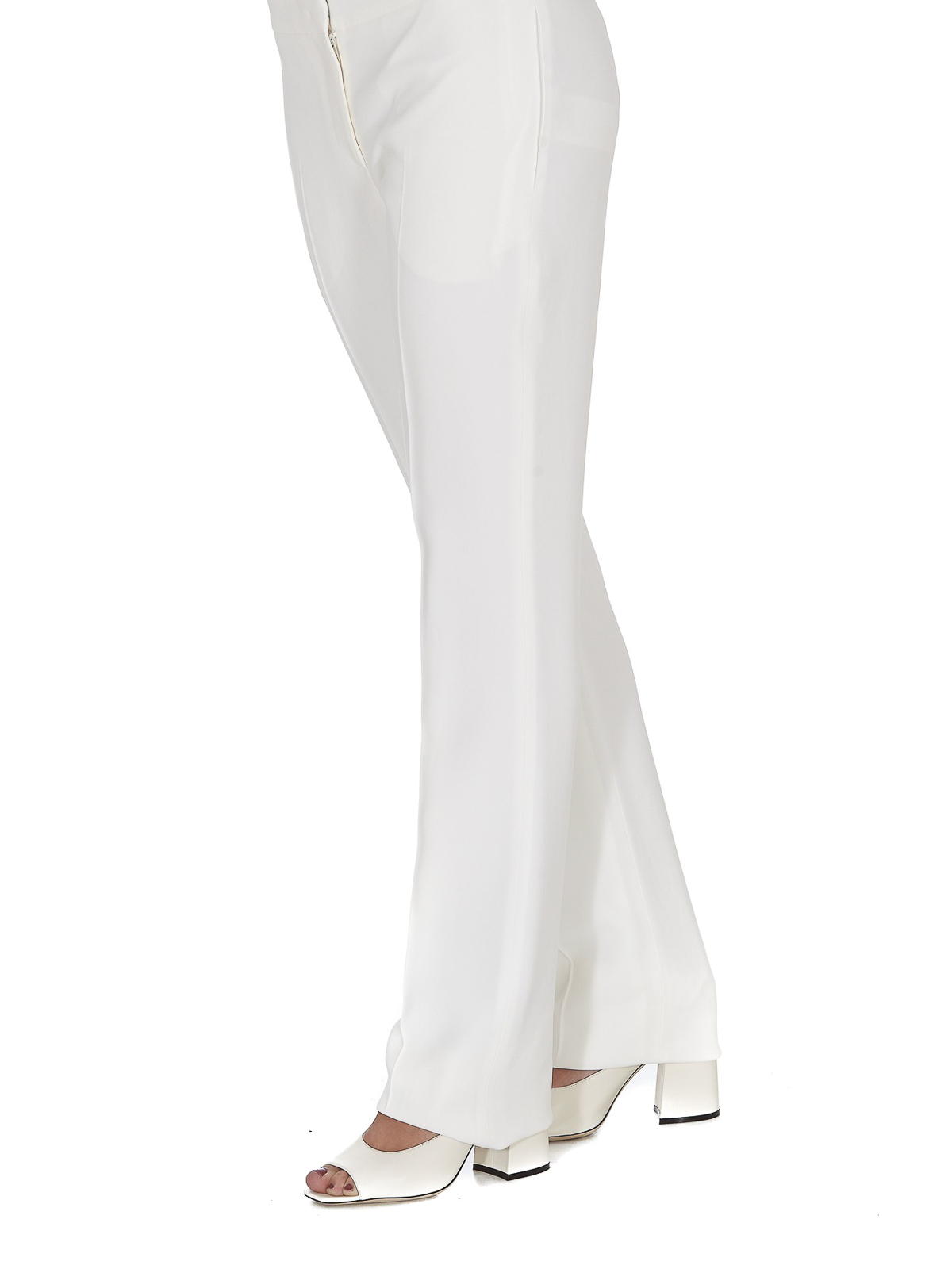 white cigarette trousers Alexander Mcqueen White crêpe cigarette trousers|650075QEAAA9007