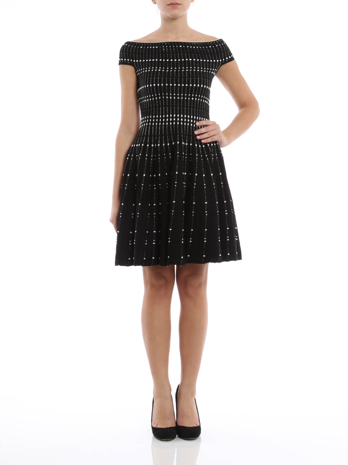 Alexander Mcqueen Boat neck knitted dress - Black