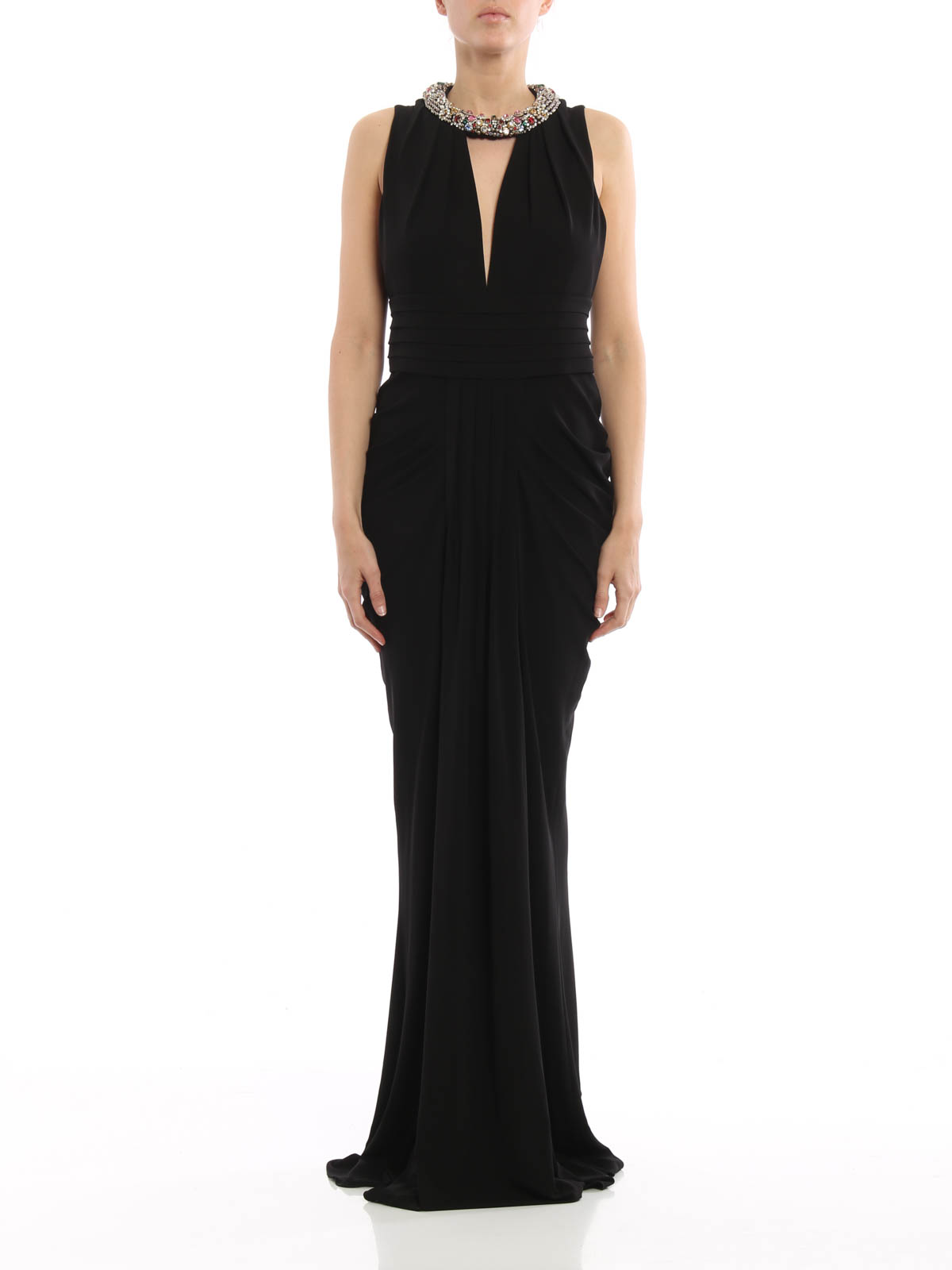 Alexander Mcqueen Jewel neckline draped gown|453034QIL011000