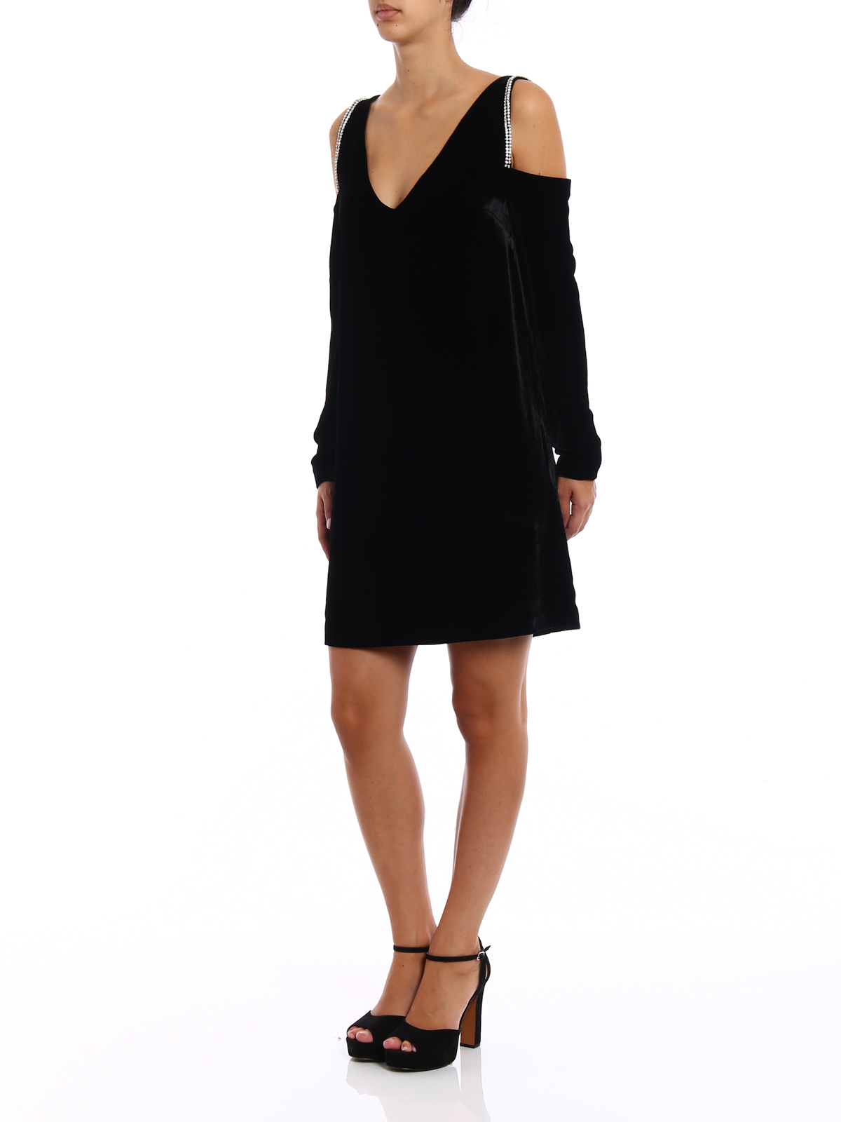 alexander mcqueen black velvet dress Embellished dress|482412RIF361000 pregnancy