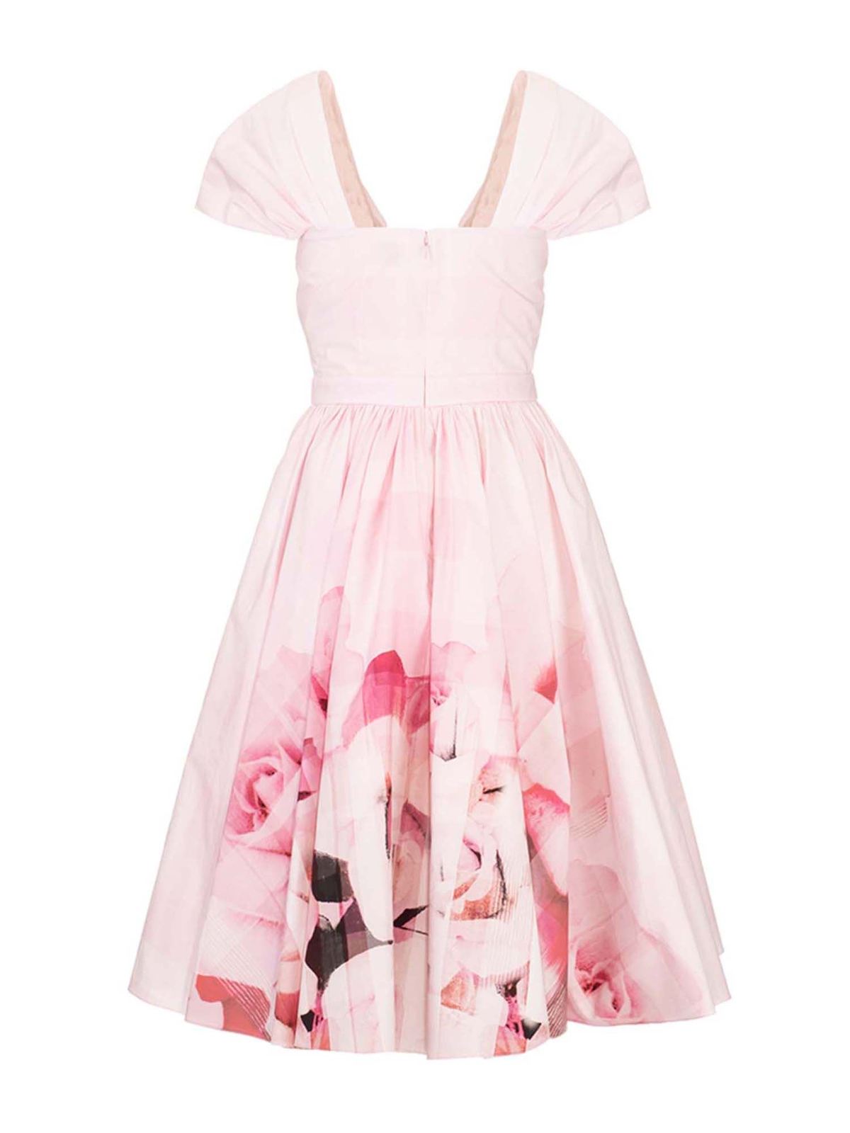 Alexander Mcqueen Flowers printed dress in pink|651720QCADD5067 Alexander Mcqueen Flowers printed dress in pink|651720QCADD5067