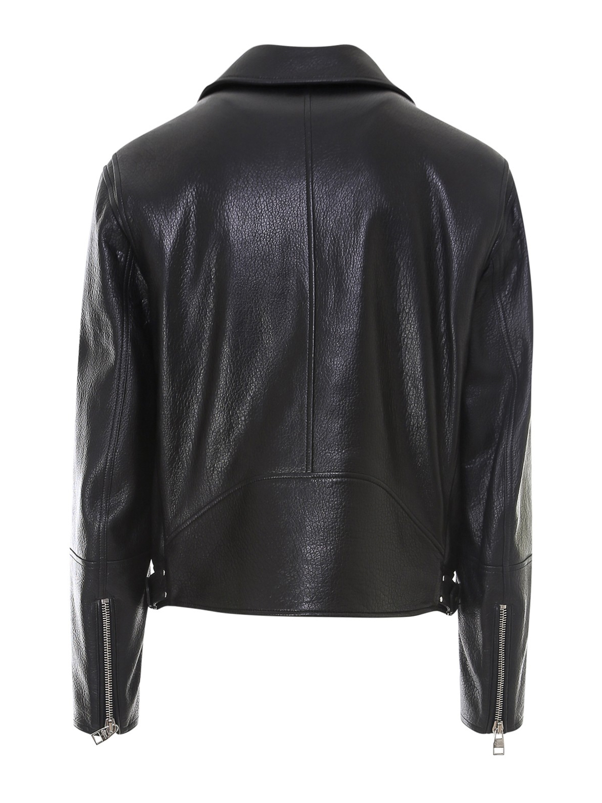 Shop Alexander Mcqueen Grainy Leather Biker Jacket In Black