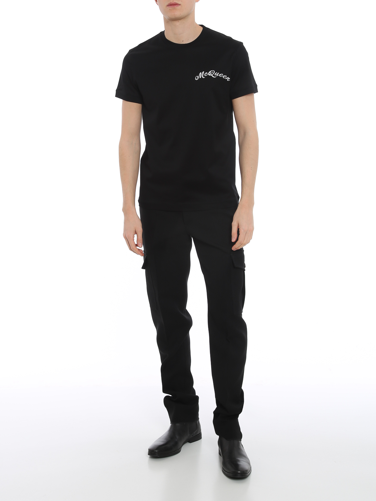 Tシャツ・カットソー alexander mcqueen Embroidered cotton shirt Alexander Mcqueen Cotton T-shirt - Black - Men | 704987QTZ080901