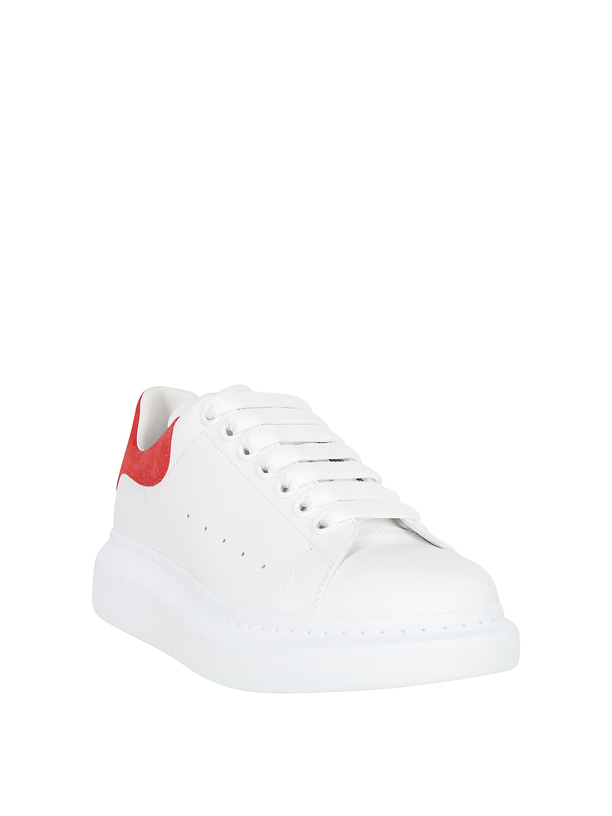 Shop Alexander Mcqueen Oversize Leather Sneakers In Blanco