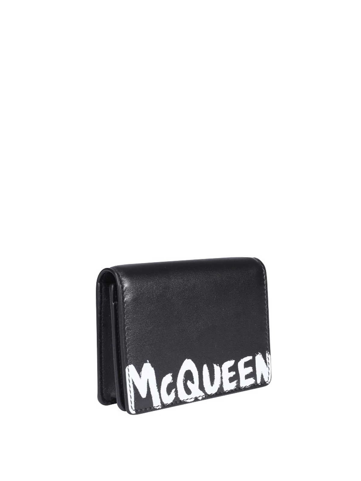 Alexander McQueen Men's Black McQueen Graffiti Card Holder (Calf Leather)