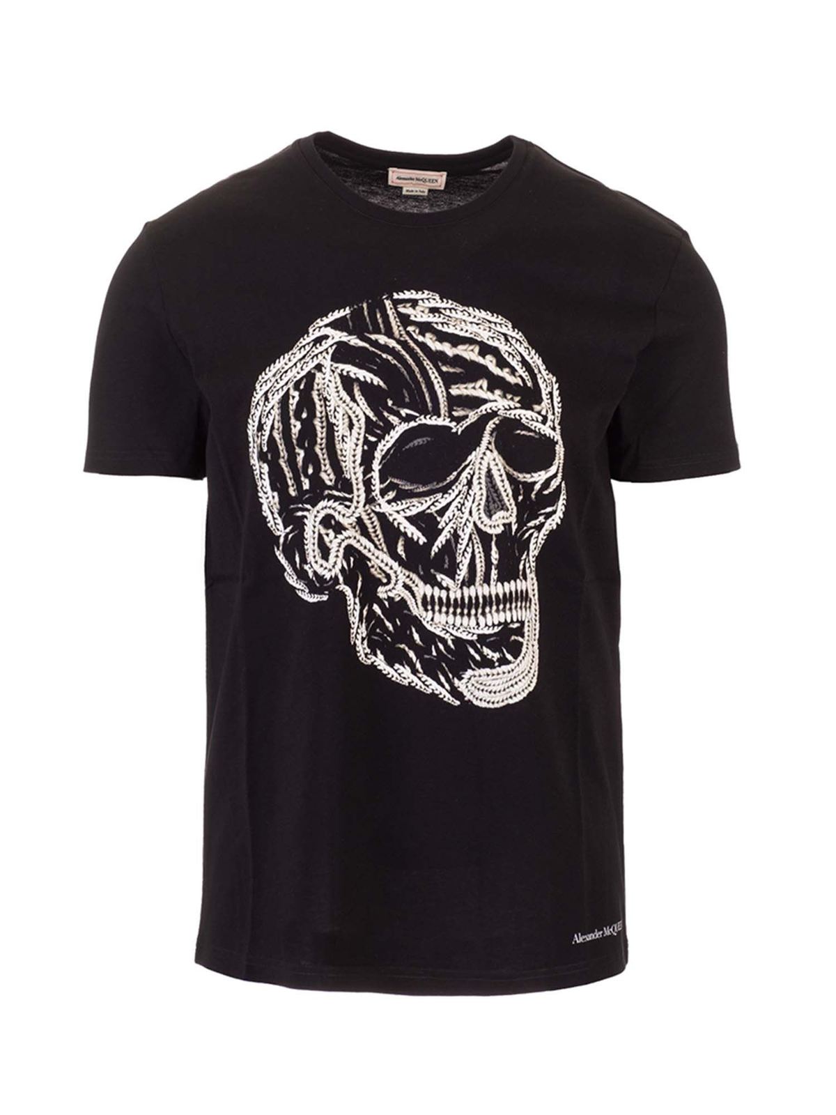Alexander Mcqueen Skull T-shirt Black Men 635637QPZ960901