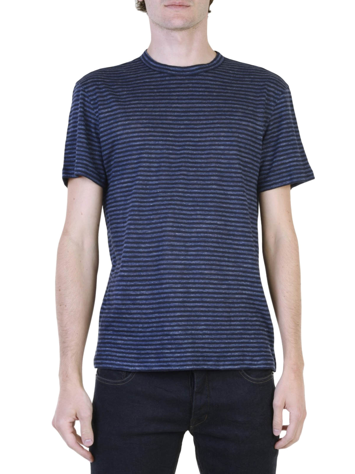 Alexander Wang Linen blend striped T-shirt - Blue|500212F16449