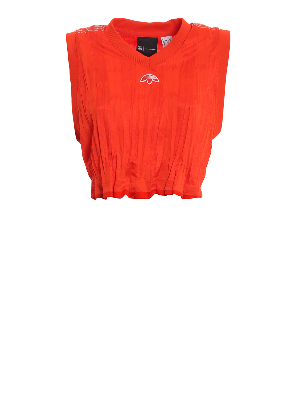 Alja Wrinkle effect orange crop tank top | DP1062BORANGWHITE