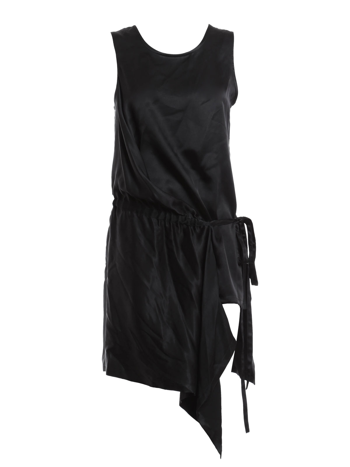 トップス 09SS ANN DEMEULEMEESTER Silk Tank Top Ann Demeulemeester Silksat top - Black - Women | 1521816114099