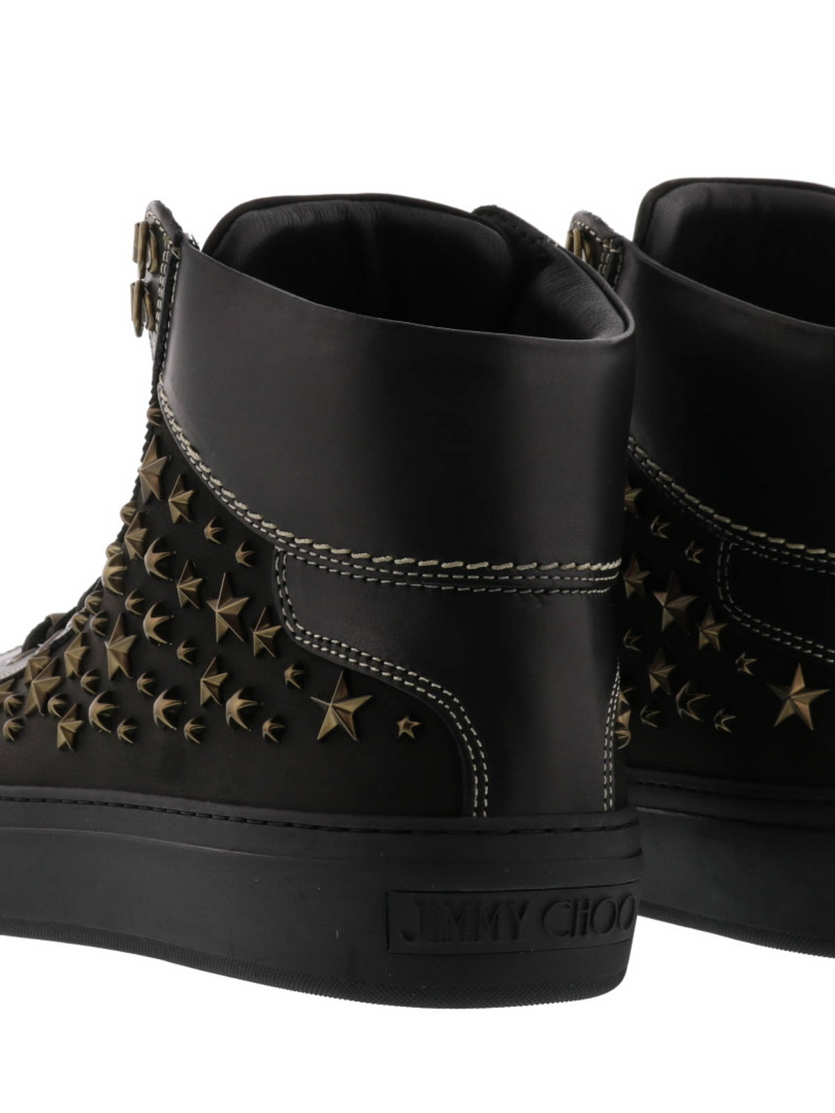 Jimmy Choo Argyle high-top leather sneakers|ARGYLEWUSBLACKANTIQUEBRASS