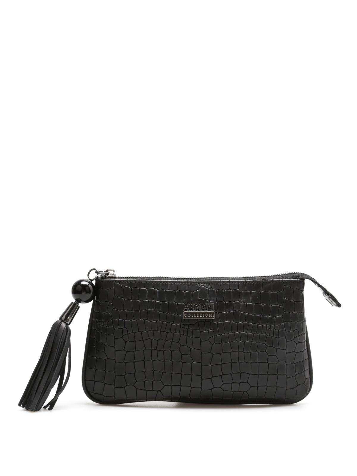 Armani Collezioni Croc print leather pouch Noir BHV06Q612