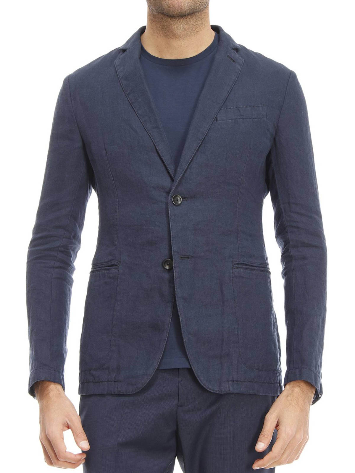 Armani Collezioni Linen blazer - Blue - Men|TCG070TCS34922
