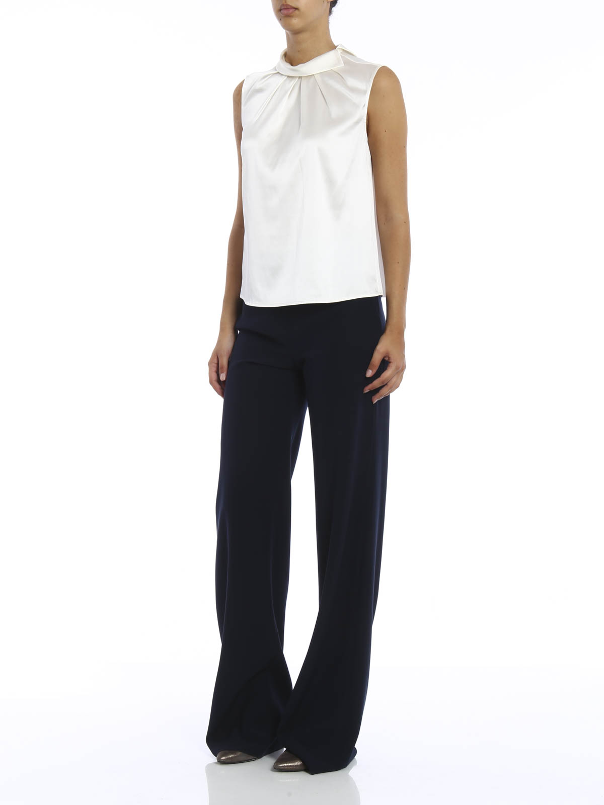 Armani Collezioni Wide leg cady trousers - Blue|UMP05TUM015923