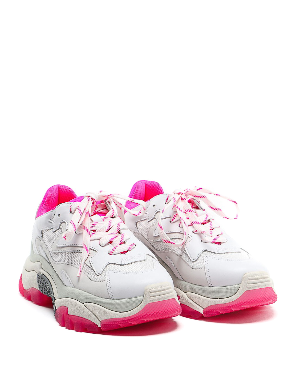 Trainers - Addict pink neon detailed sneakers ADDICT06WHITEMESH