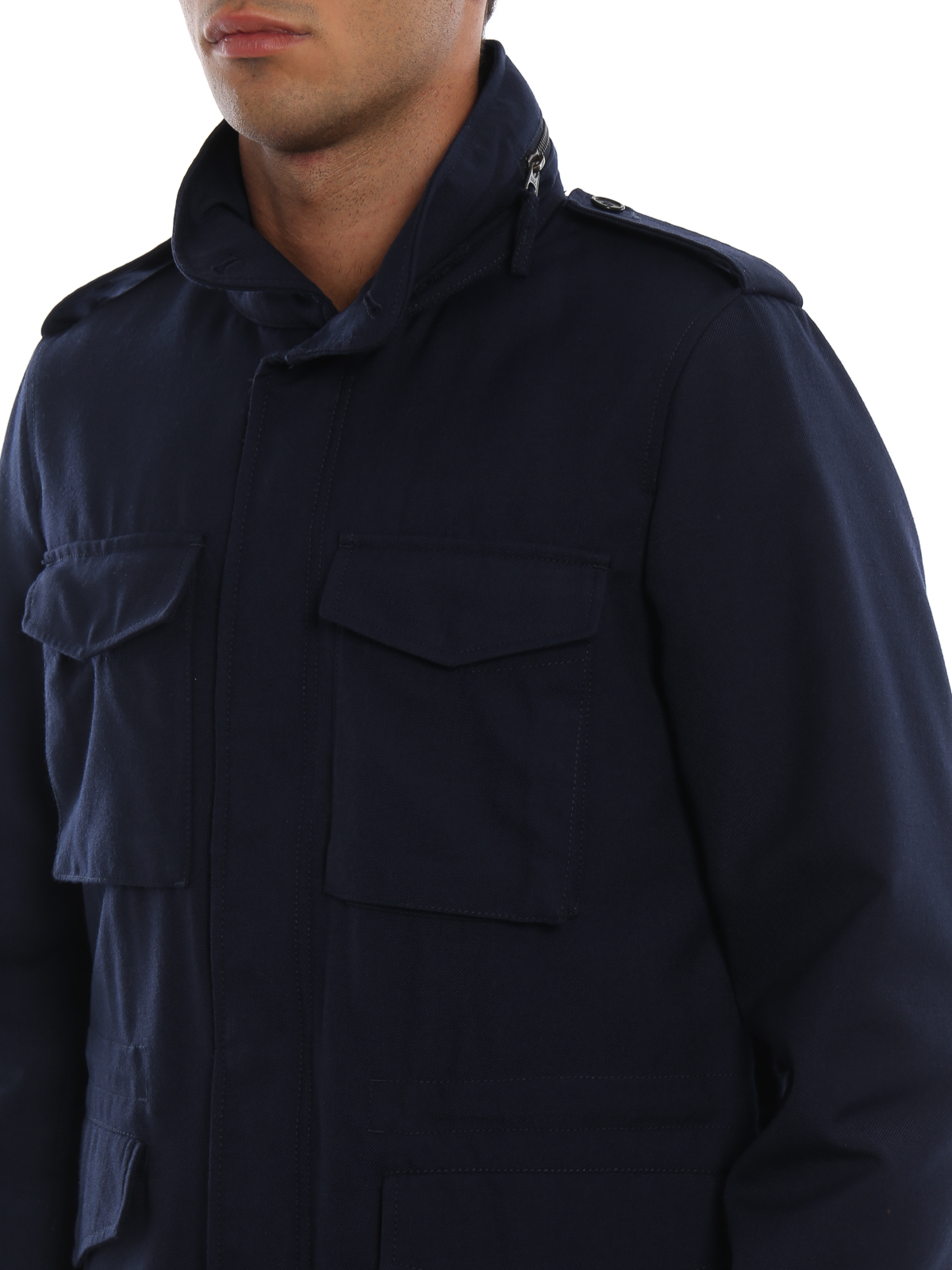 Aspesi Minifield dark blue wool blend jacket - Men