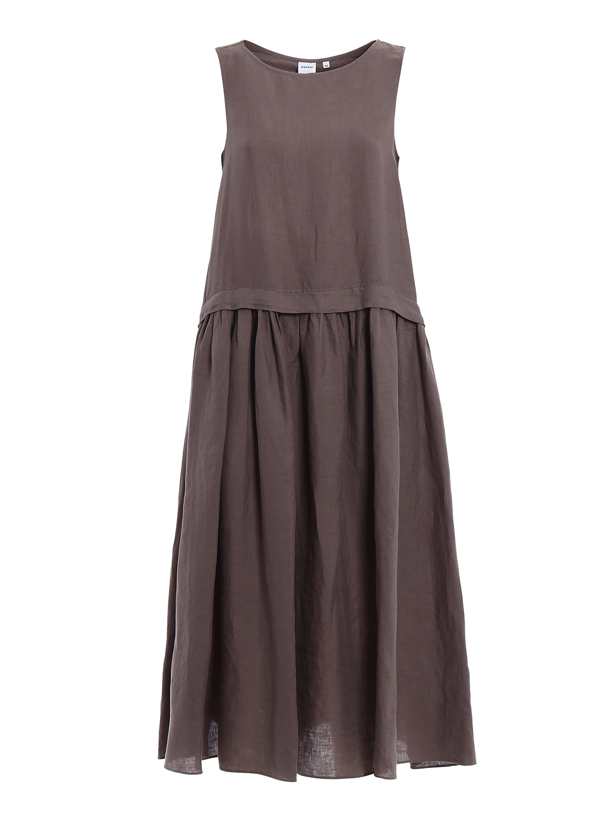 Aspesi Oversize taupe pure linen dress - Taupe|H614C19585132