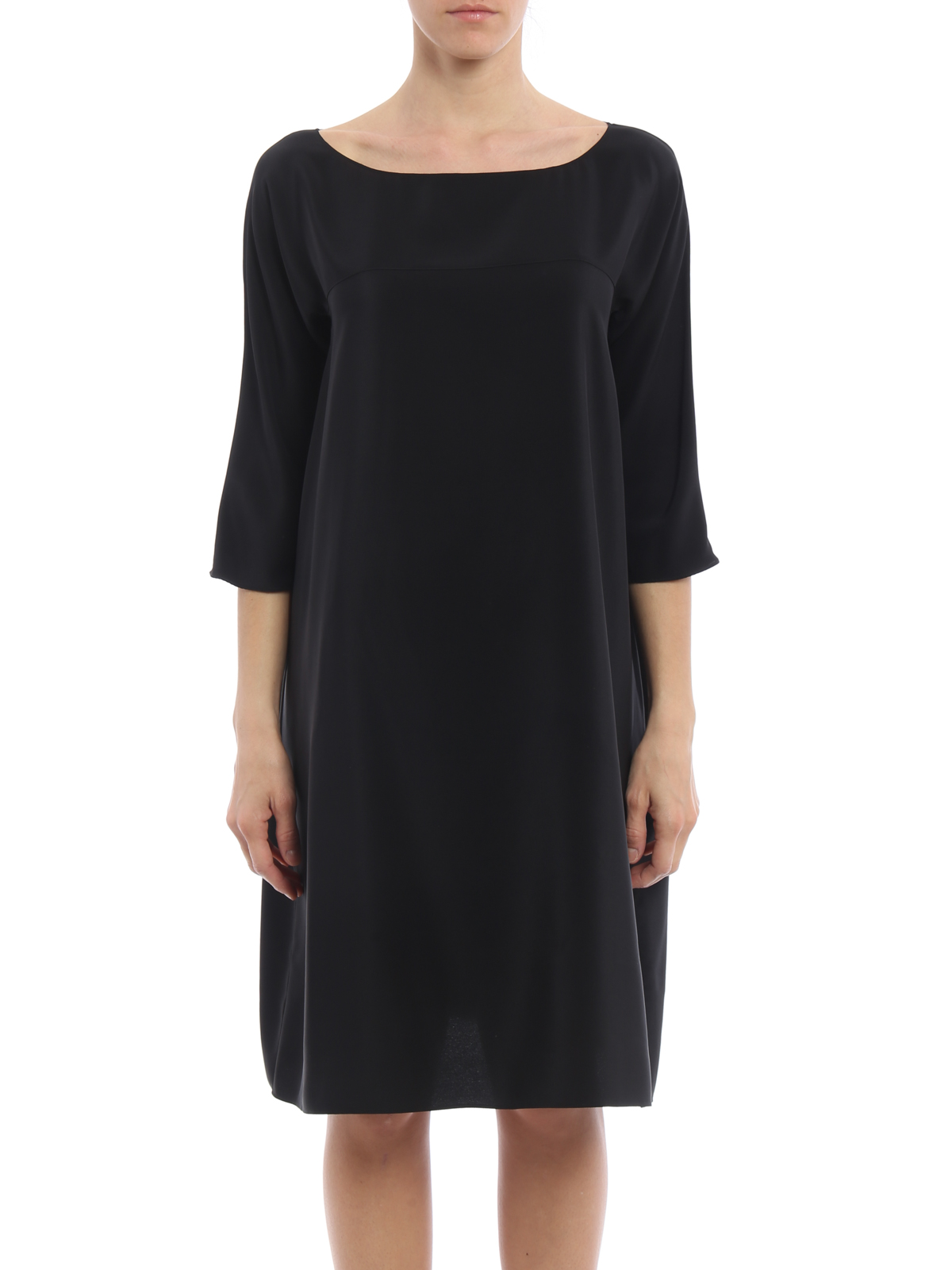 ワンピース ASPESI Woman Dress Black G2937F753 05241 Aspesi Relaxed tunic silk dress - Black - Women | H606B75305241