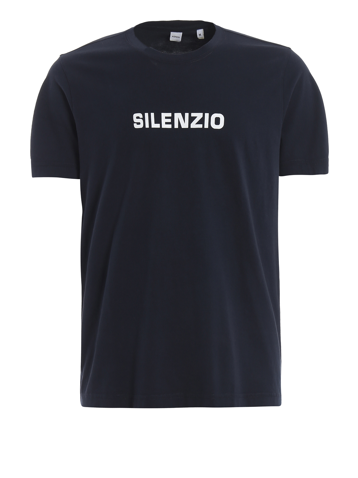 Shop Aspesi Silenzio Crew Neck Pure Cotton T-shirt In Dark Blue