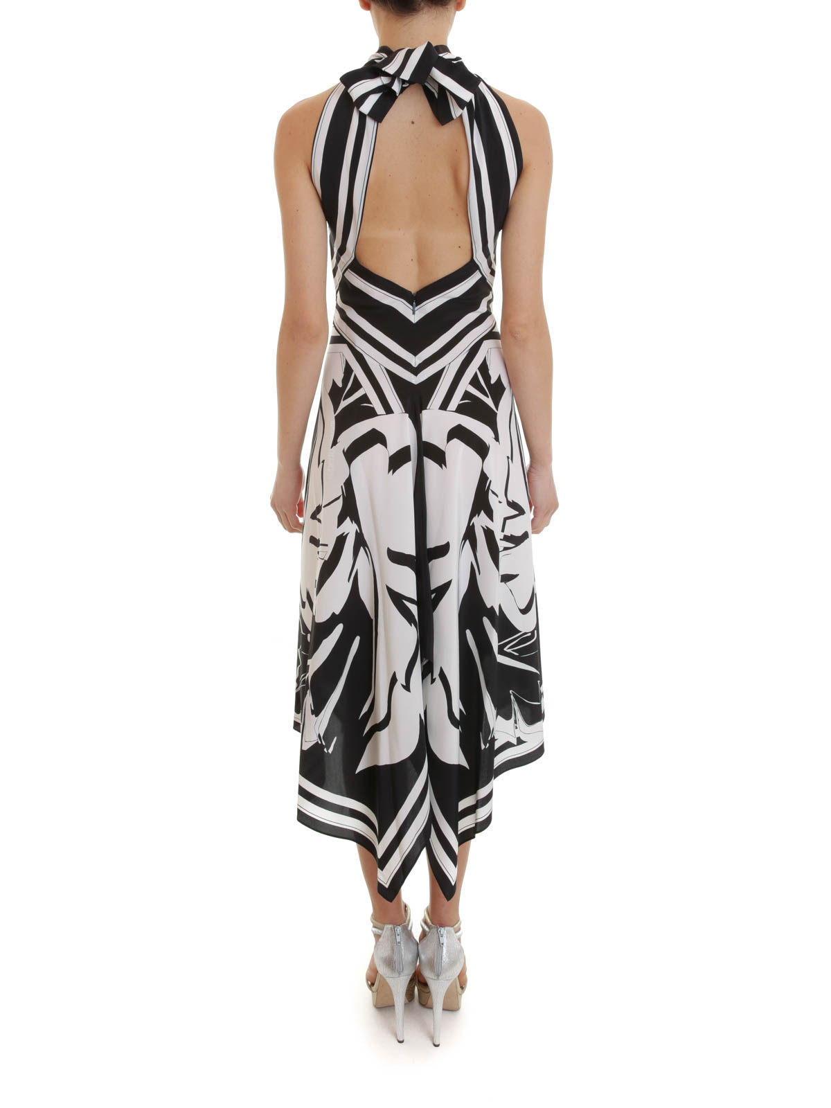 Roberto Cavalli Asymmetric Leaves print dress|CQT139SQK44D0146