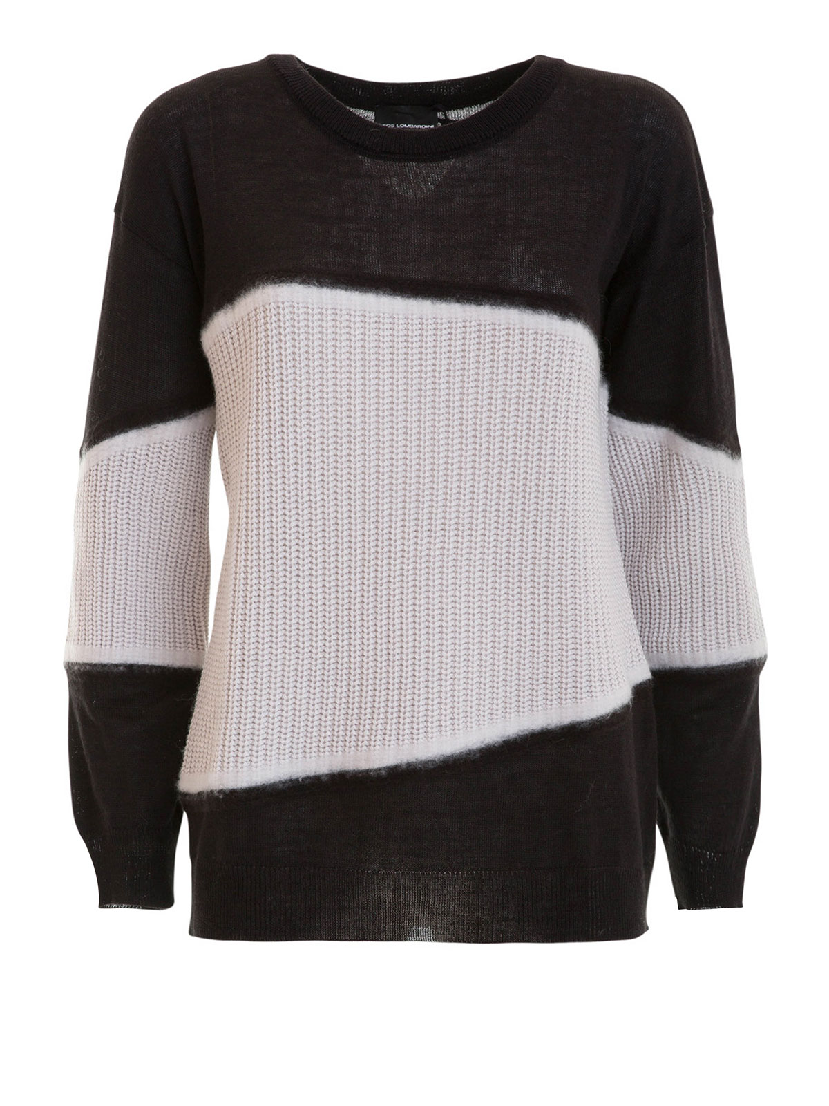 Atos Lombardini Colour block wool blend sweater - Black
