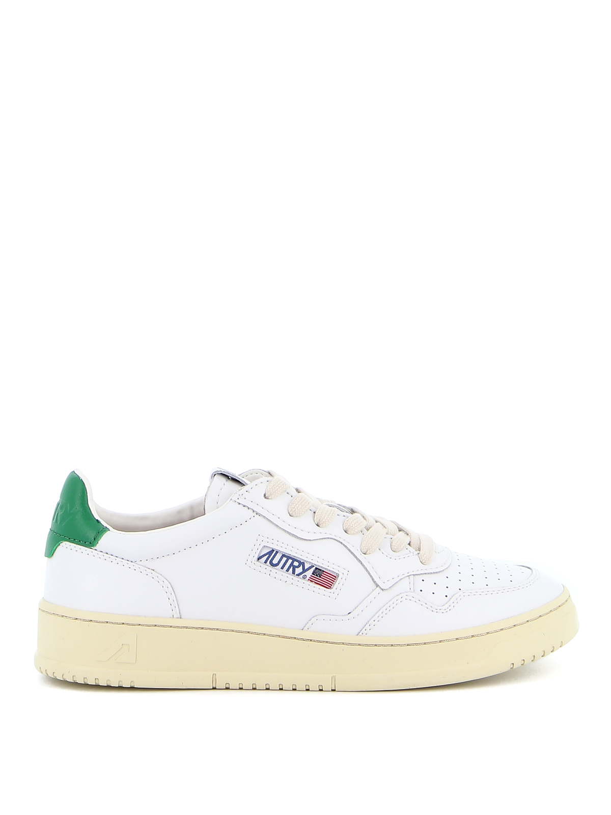 Autry Medalist Leather Sneakers In White,green