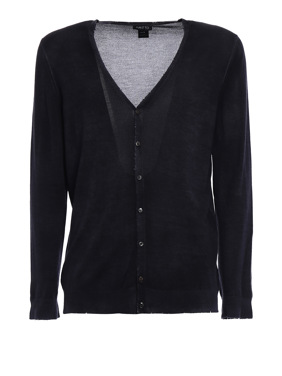 Avant Toi Cashmere silk destroyed cardigan|216U7102CSFVDV00023