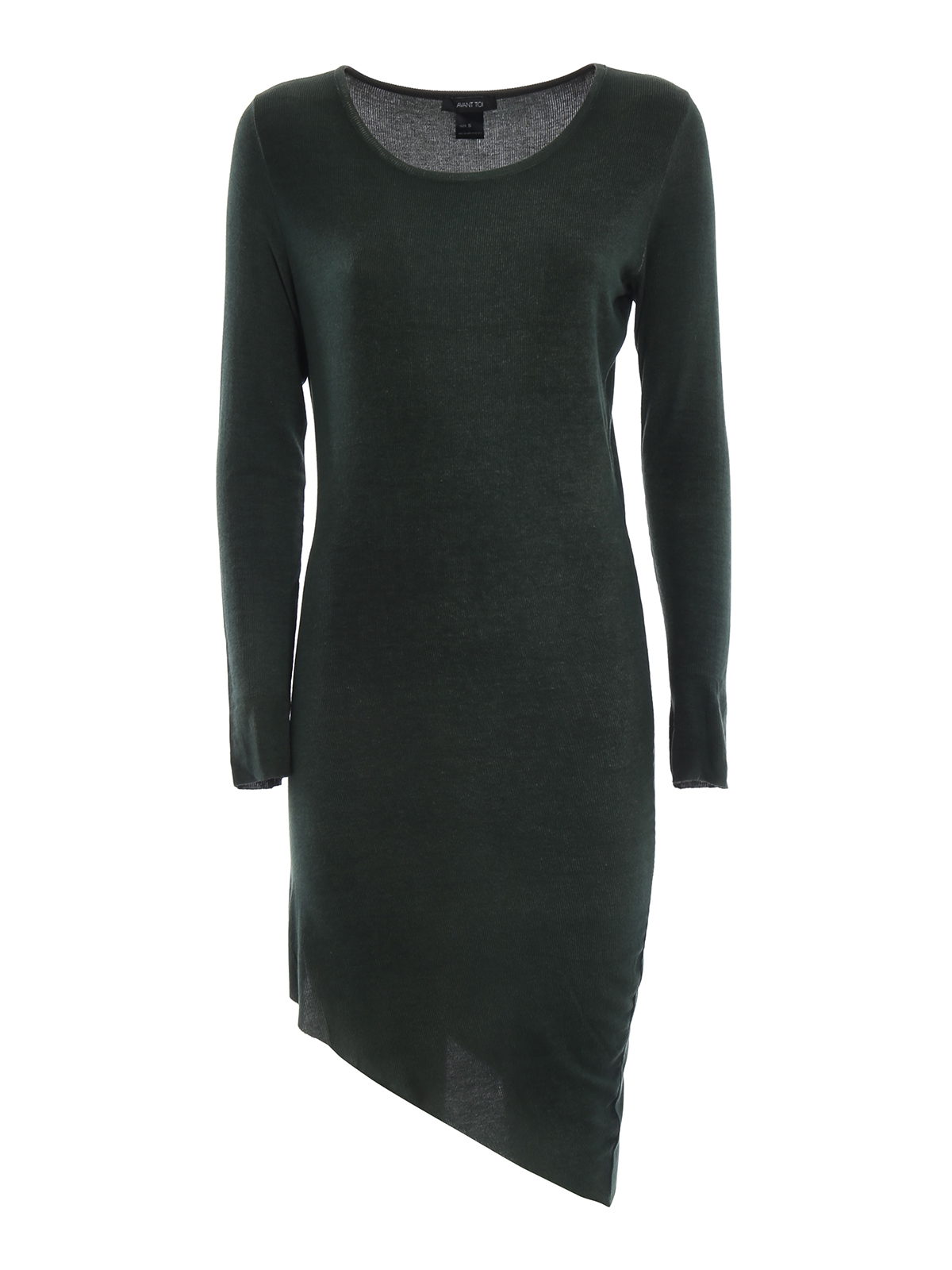 Avant Toi Rib knit modal and silk soft dark green dress|217D6953JCVVV00035