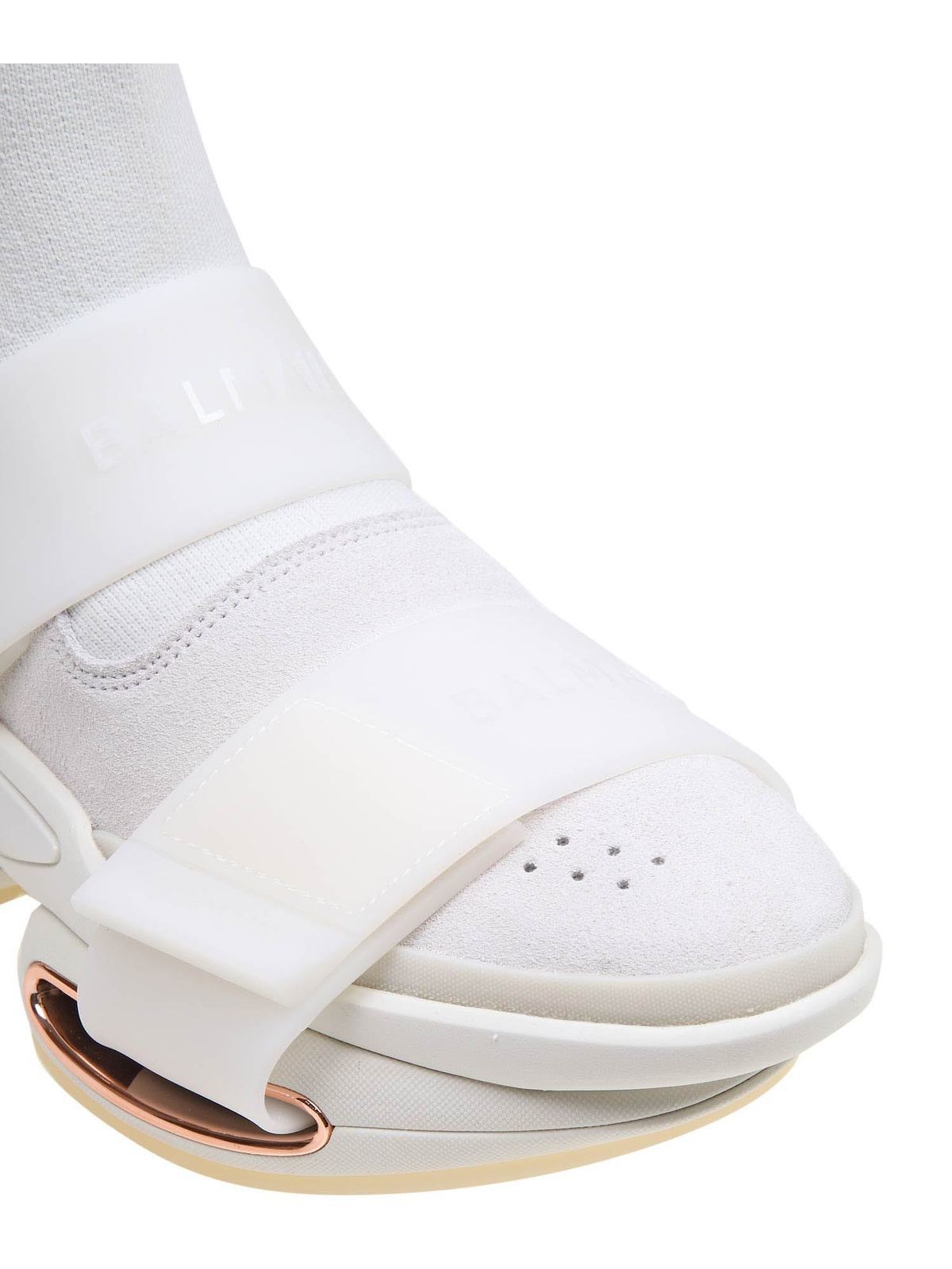 Balmain B Bold Sneakers In White Fabric White UN1C540TKSU0FA
