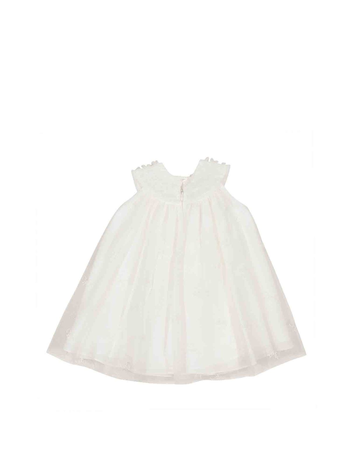 Baby Flared Dress Ivory and Pale Pink Dior Oblique PearlEmbroidered Tulle   DIOR US