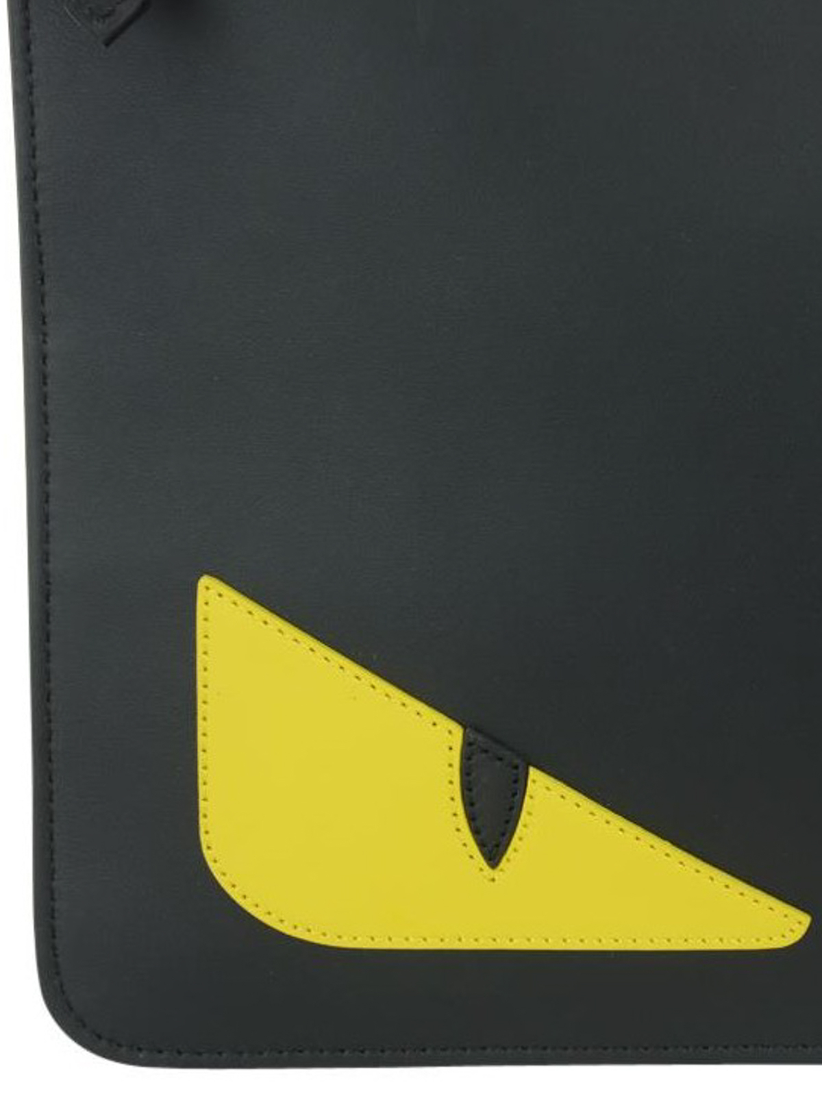 FENDI: leather clutch bag with Bag Bugs eyes - Black