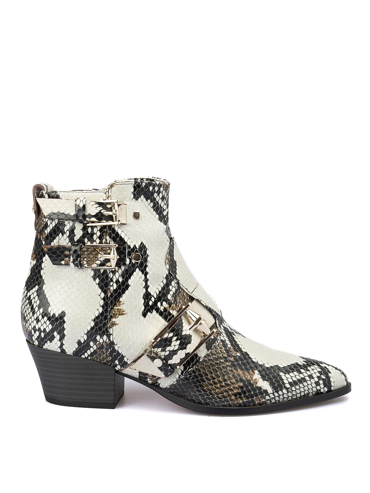 Shop Baldinini Snake Printed Leather Ankle Boots In Estampado Animalier