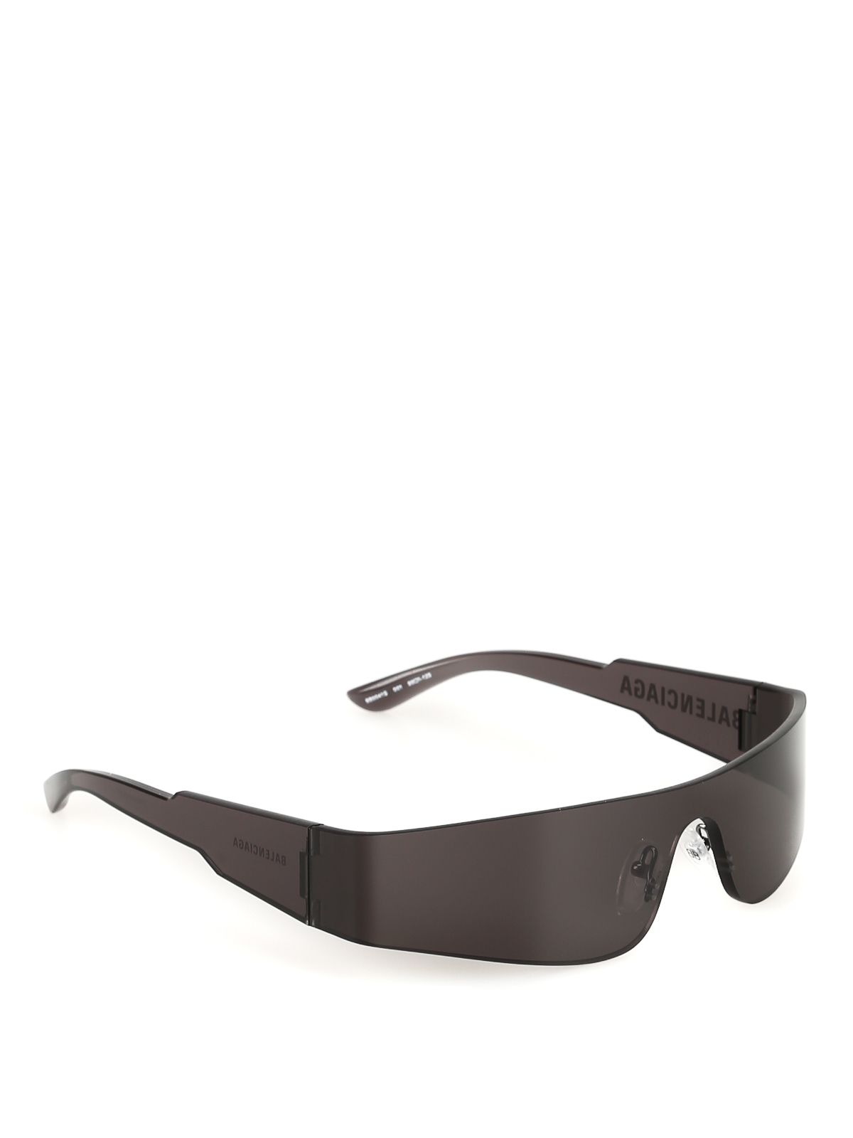Balenciaga Mono Rectangular Mask Frameless Sunglasses In Dark Grey