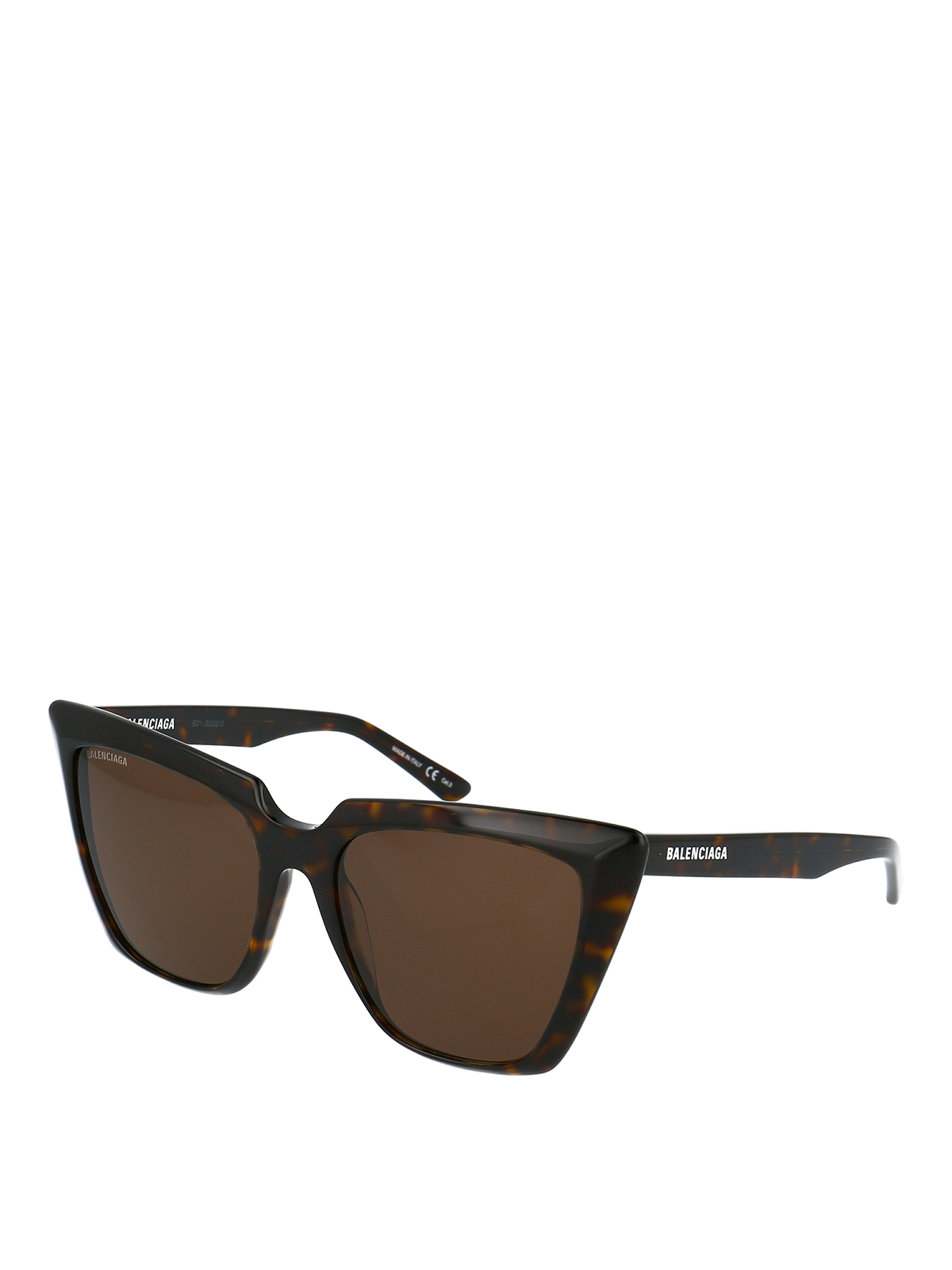 Balenciaga Tortoise Squared Cat-eye Sunglasses In Brown