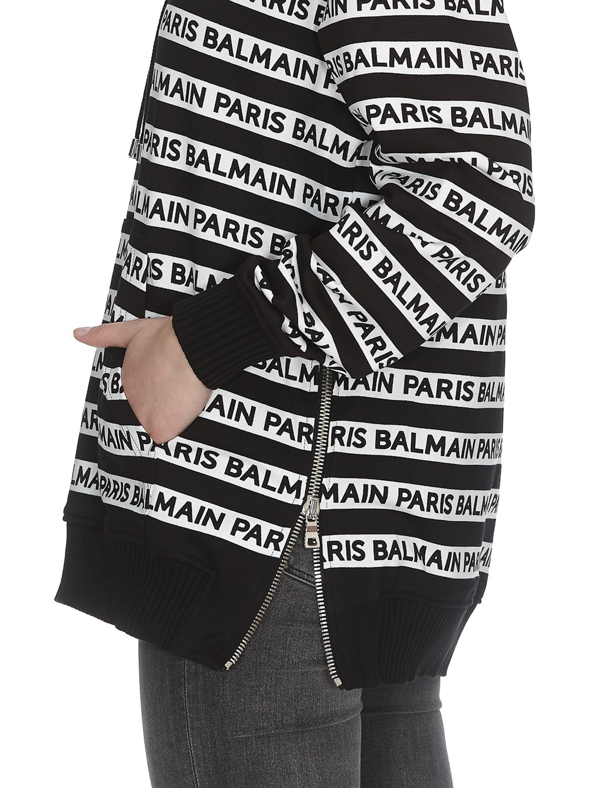 mekanisk bælte Illustrer Sweatshirts & Sweaters Balmain - All over logo black cotton hoodie -  RF13751I076EAB