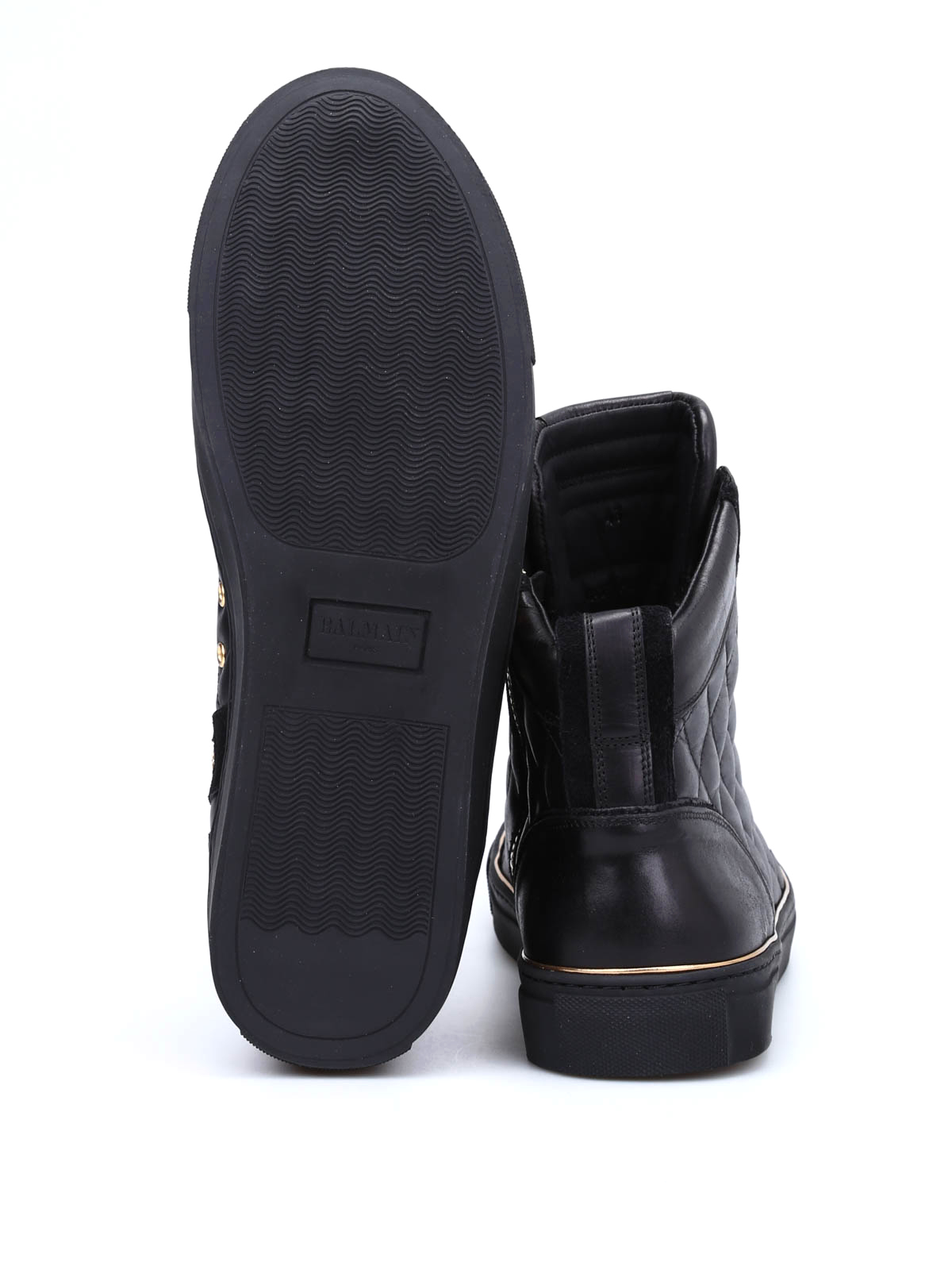 Balmain Quilted leather high-top sneakers - Black|W6HT324D649176
