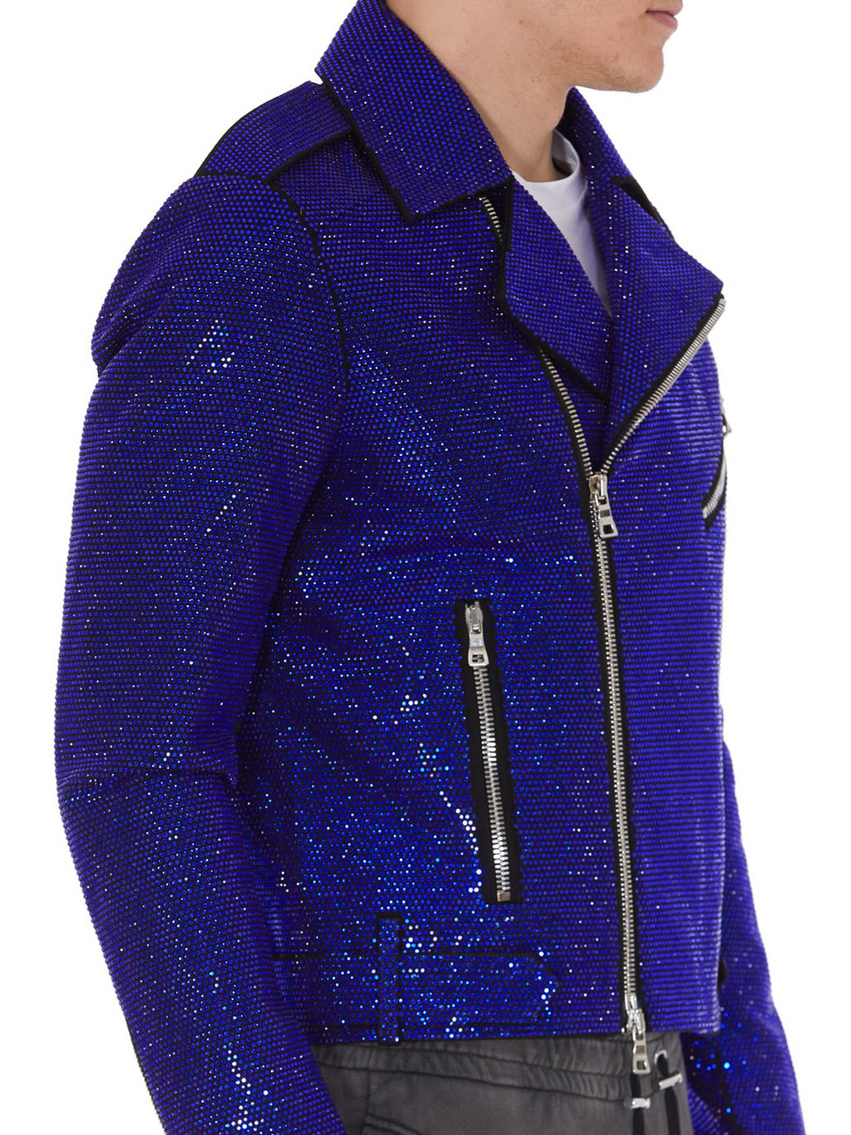 Balmain Quilted Rhinestone Bomber Jacket