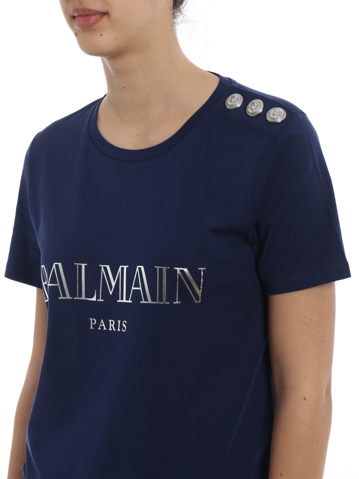 Tシャツ・カットソー BALMAIN Men T Shirts DH0EG010BC68 BLUE ブルー（青）系 BALMAIN(バルマン) Tシャツ・カットソー(メンズ