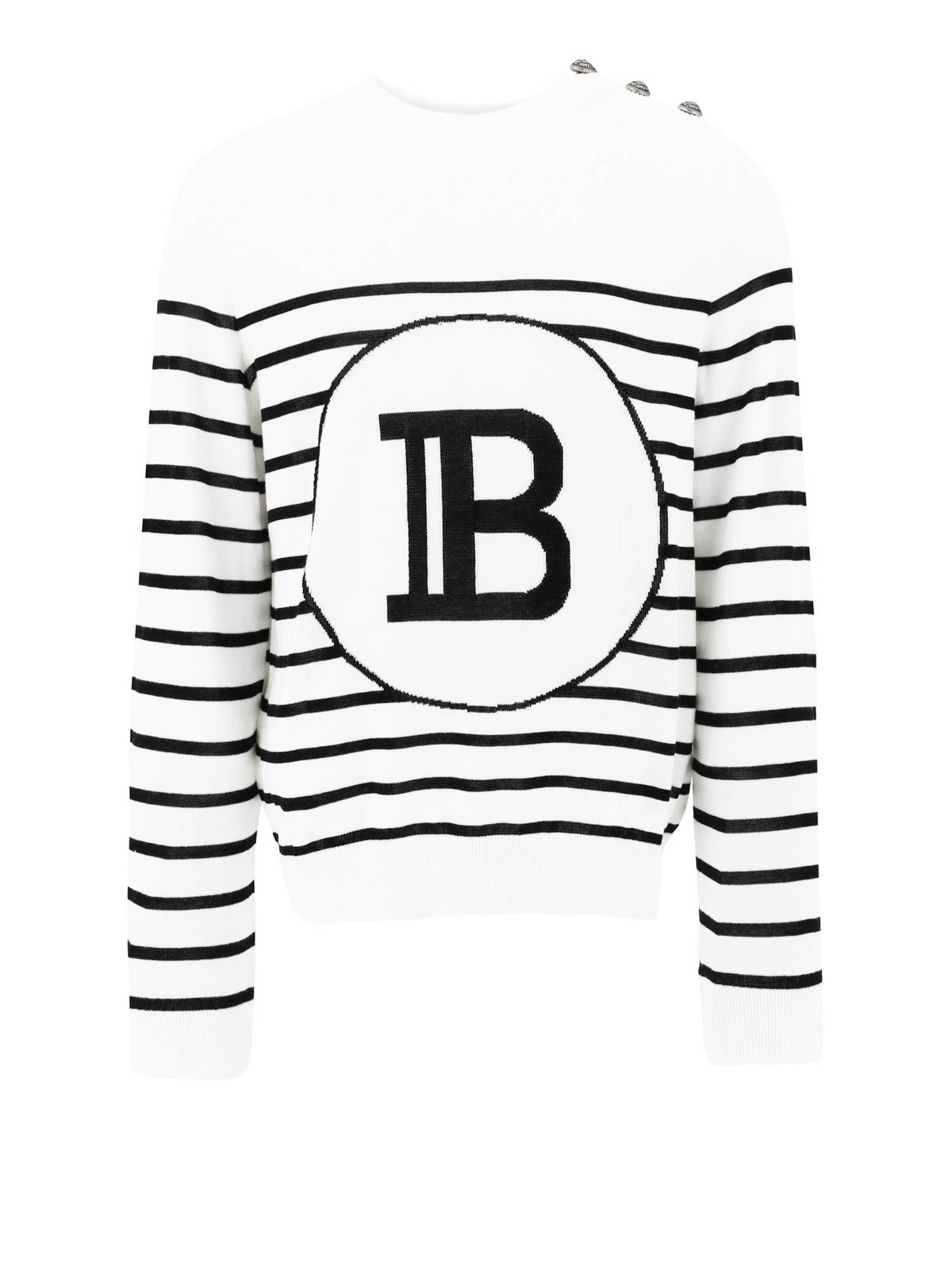 Balmain logo-intarsia discount cotton sweater