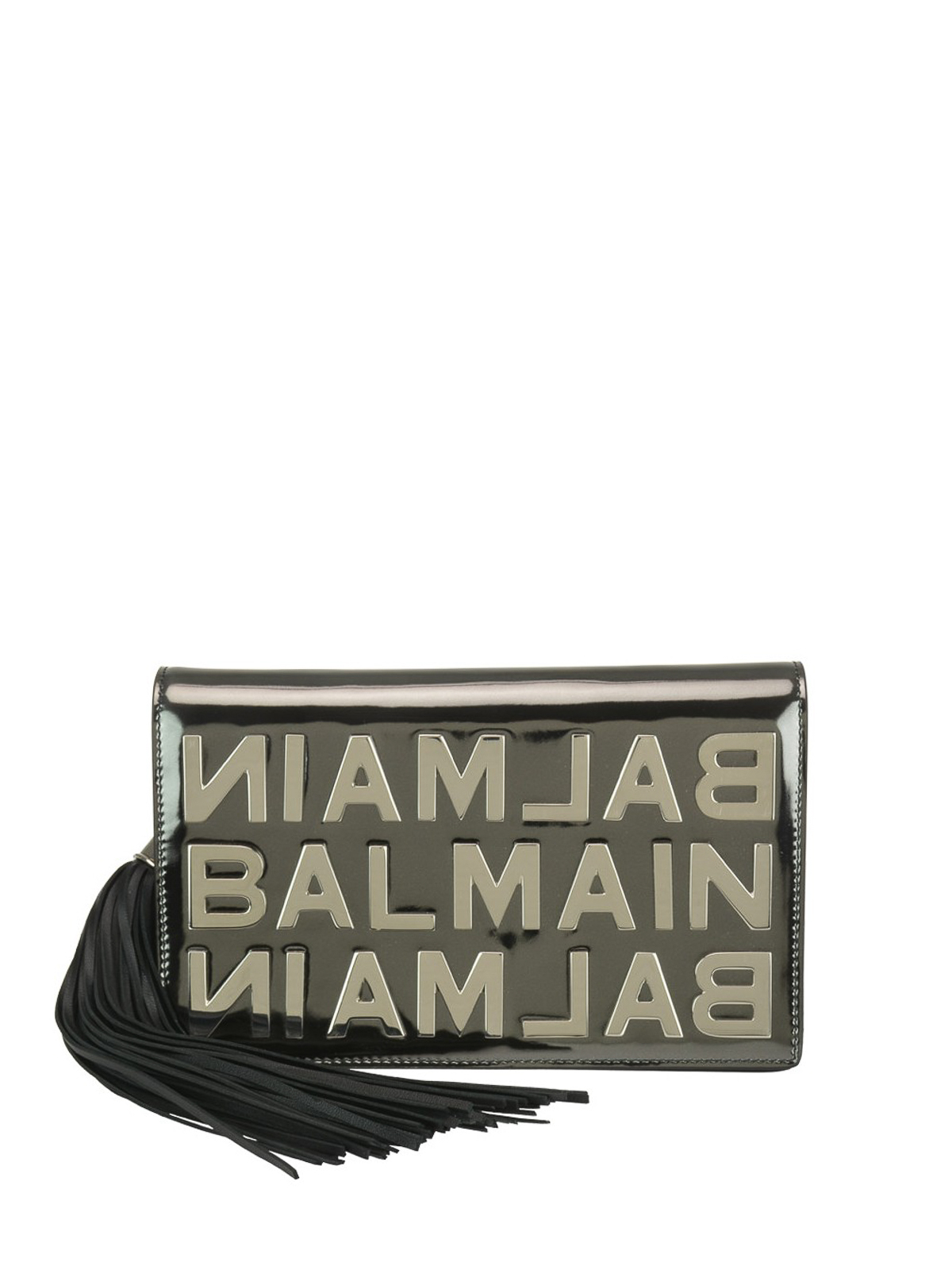 Balmain Mirror leather crossbody with metal logo|RN1M006LLSC9KC