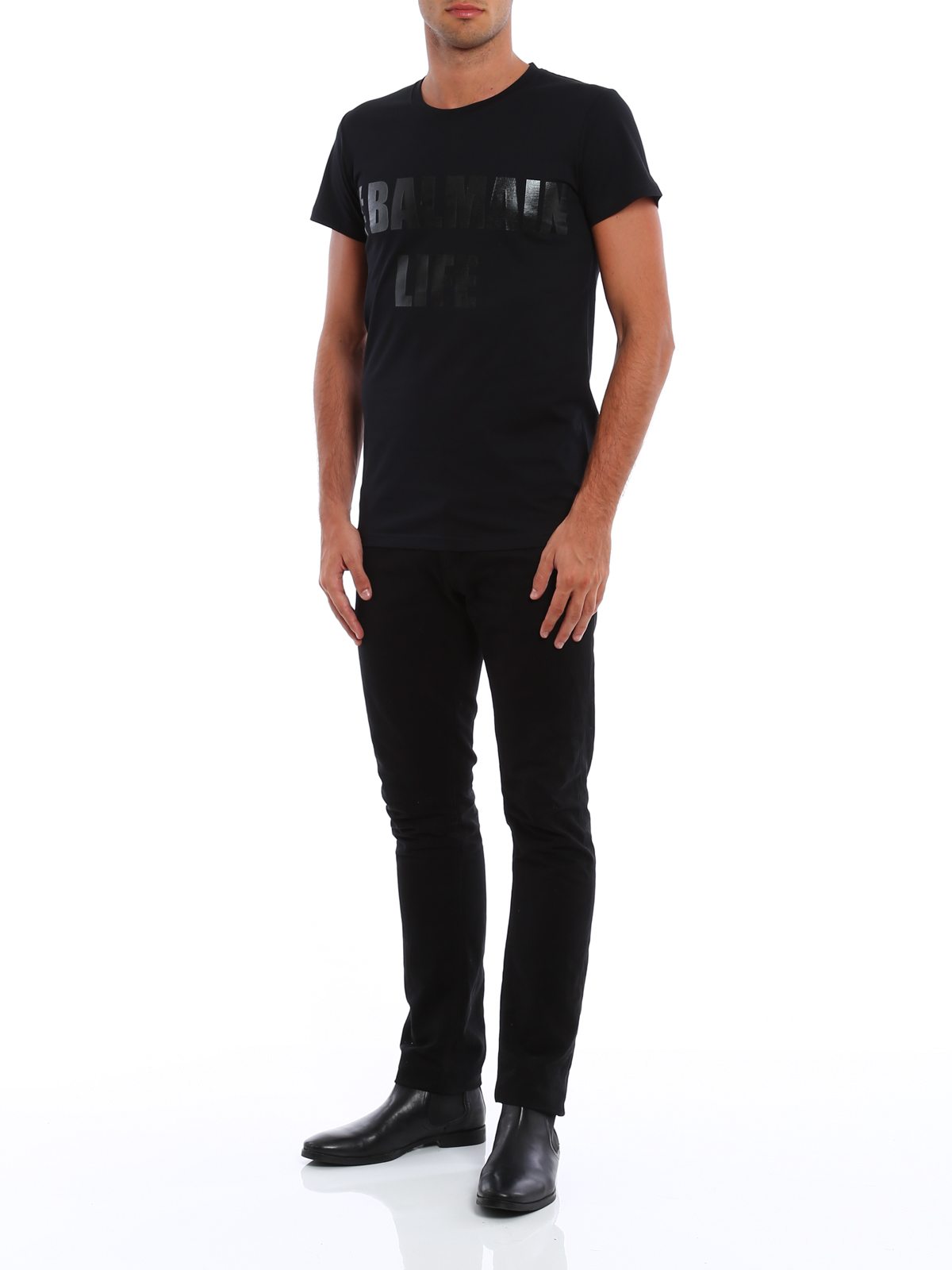 Balmain #Balmain Life logo T-shirt - Black - Men | H8601I041M176